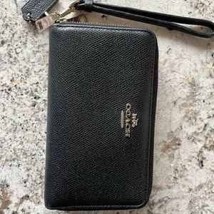 Coach Black Saffiano Leather Wallet Wristlet